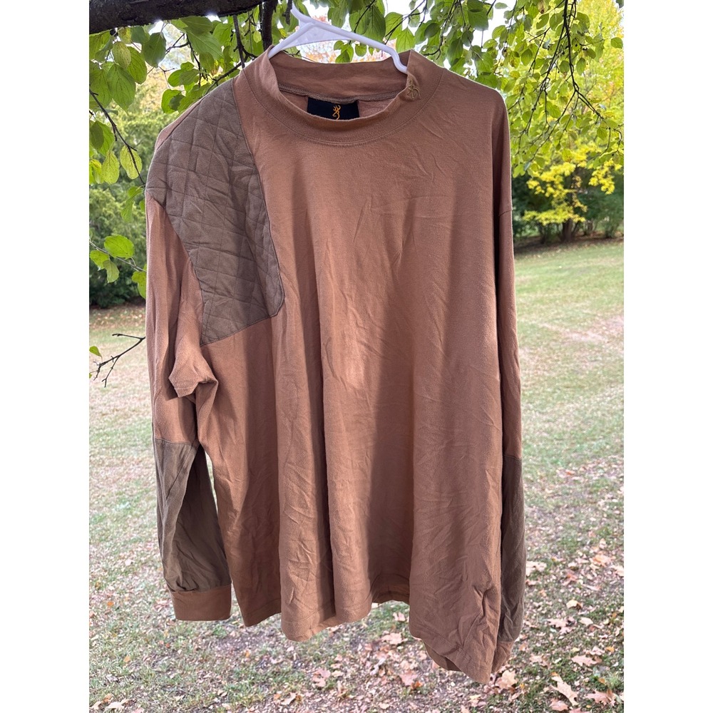 Browning Men's Long Sleeve Mock Neck‎ Quilted Shoulder Hunting Shirt 3X Large